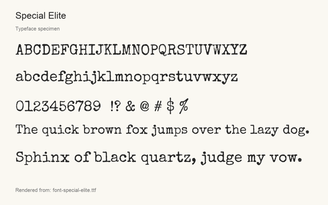 Typeface specimen rendered from the distributed font