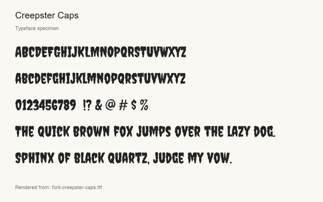 Typeface specimen rendered from the distributed font