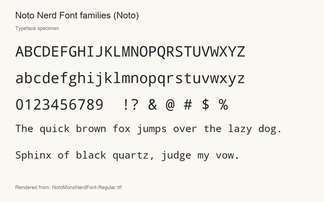 Typeface specimen rendered from the distributed font
