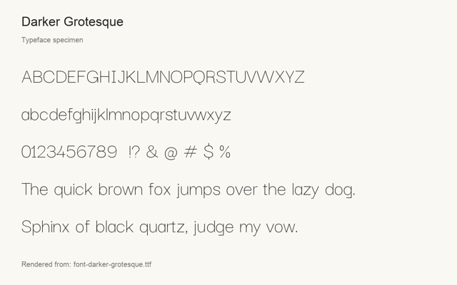Typeface specimen rendered from the distributed font
