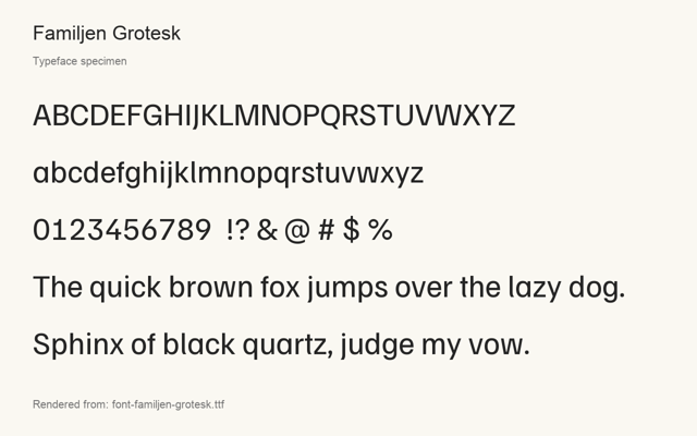 Typeface specimen rendered from the distributed font