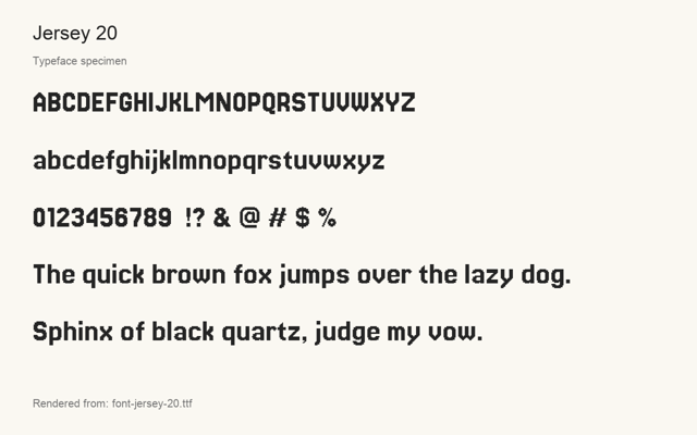 Typeface specimen rendered from the distributed font