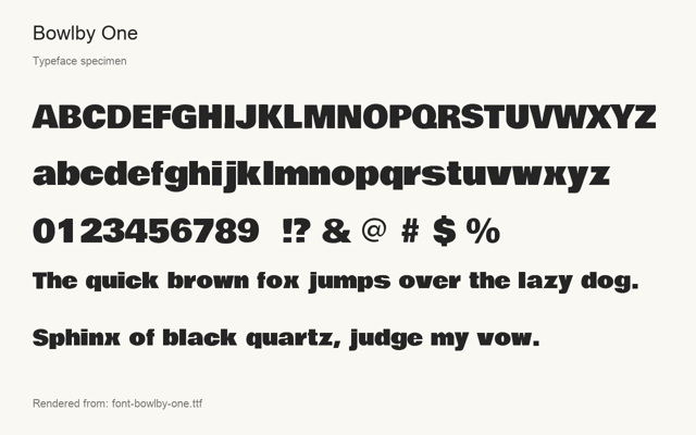 Typeface specimen rendered from the distributed font