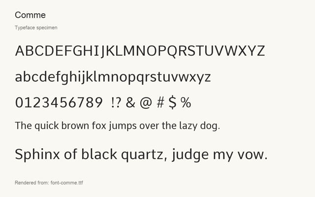 Typeface specimen rendered from the distributed font