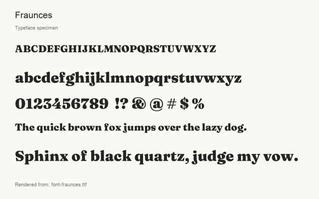 Typeface specimen rendered from the distributed font