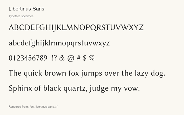 Typeface specimen rendered from the distributed font