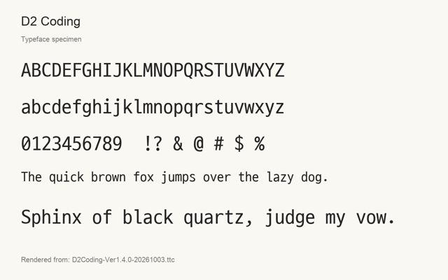 Typeface specimen rendered from the distributed font