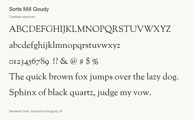 Typeface specimen rendered from the distributed font