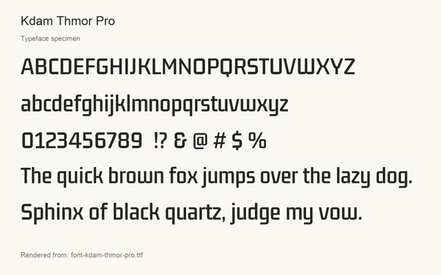 Typeface specimen rendered from the distributed font