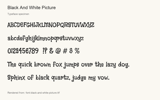 Typeface specimen rendered from the distributed font