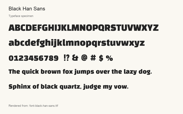 Typeface specimen rendered from the distributed font