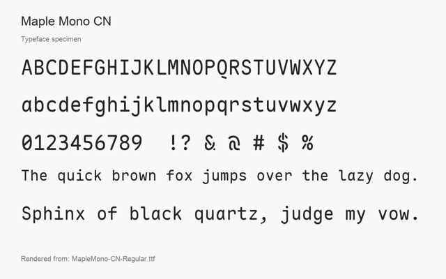 Typeface specimen rendered from the distributed font