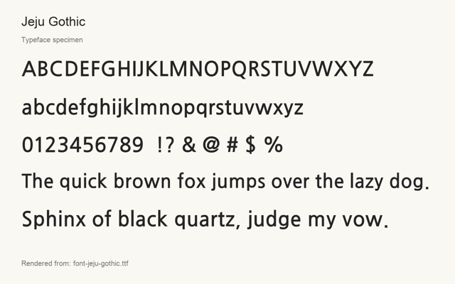 Typeface specimen rendered from the distributed font
