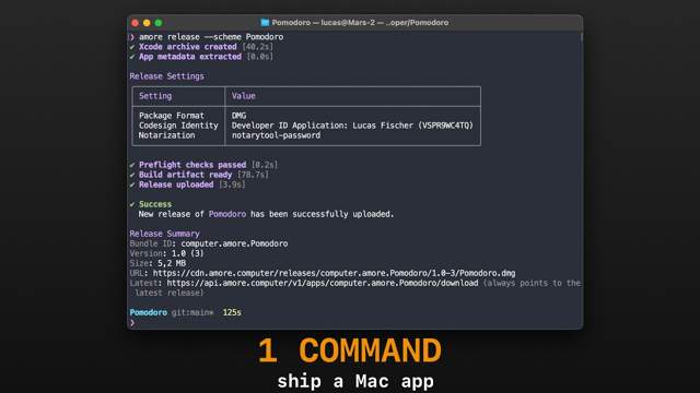 Official Amore command-line interface on macOS.