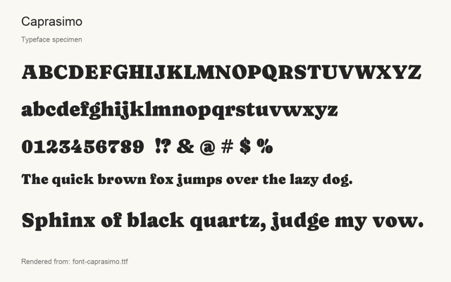 Typeface specimen rendered from the distributed font