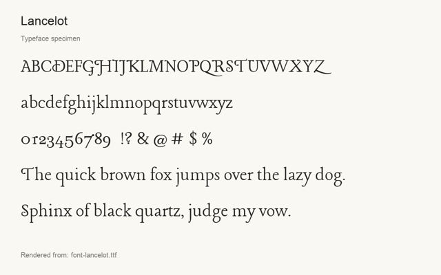 Typeface specimen rendered from the distributed font