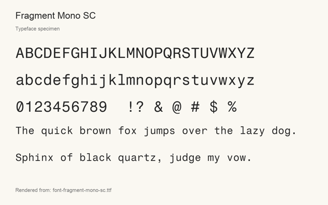 Typeface specimen rendered from the distributed font