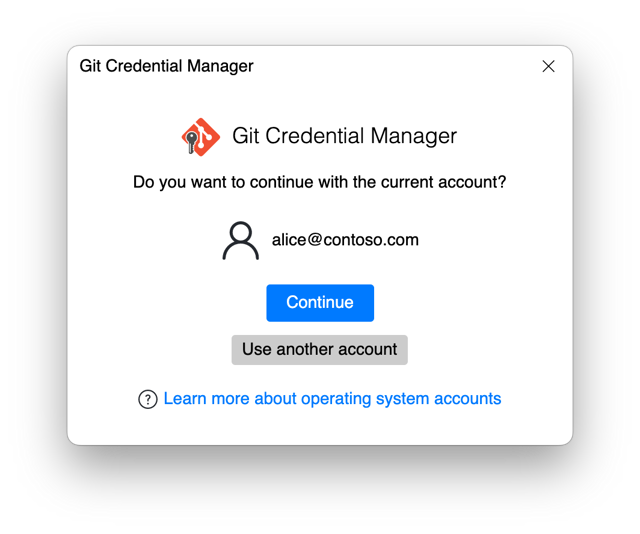 GCM 公式ドキュメント：サンプル アカウントを使用した Windows OS アカウントの確認です。Mac のスクリーンショットではありません。