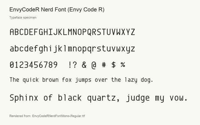 Typeface specimen rendered from the distributed font