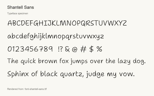 Typeface specimen rendered from the distributed font