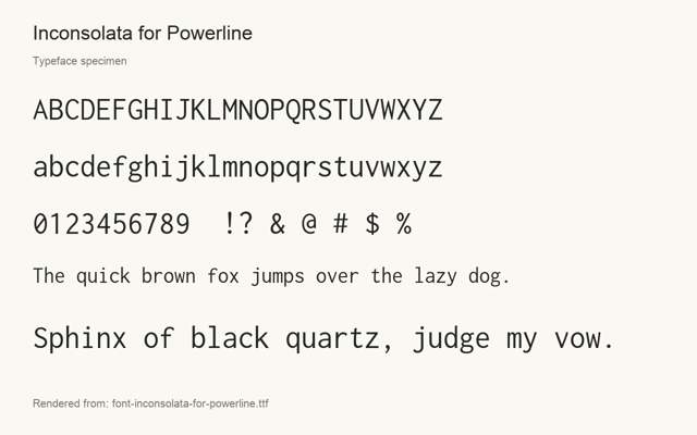 Typeface specimen rendered from the distributed font