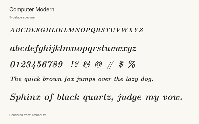 Typeface specimen rendered from the distributed font