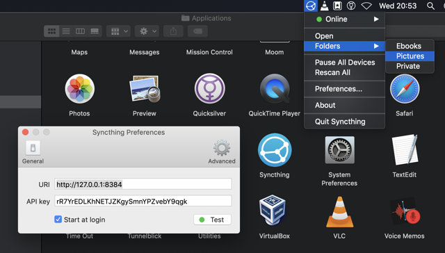 Official historical Mac screenshot of the menu-bar wrapper and preferences; not the current v2 interface.
