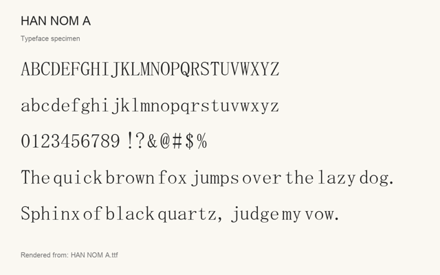 Typeface specimen rendered from the distributed font