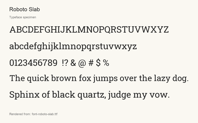 Typeface specimen rendered from the distributed font