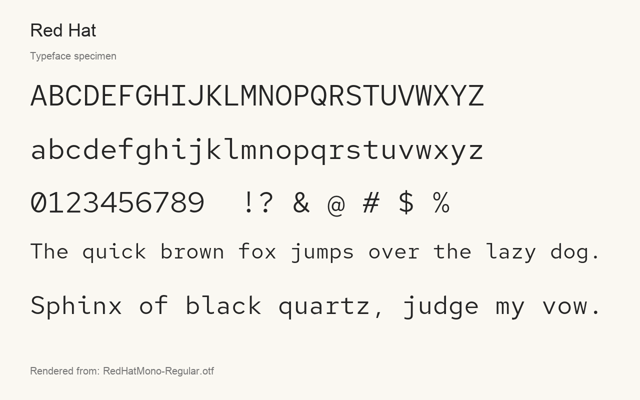 Typeface specimen rendered from the distributed font