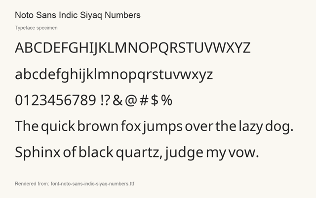 Typeface specimen rendered from the distributed font
