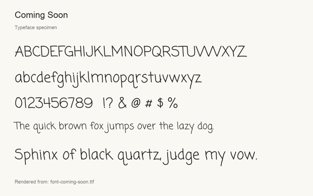 Typeface specimen rendered from the distributed font