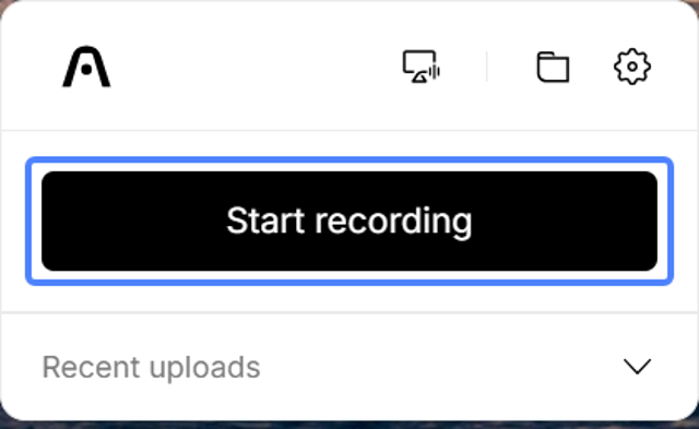 Start-recording control panel from the official Plaud Desktop guide; shared UI example with annotation.