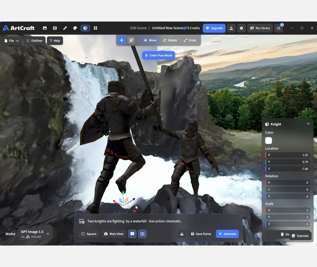 官方媒体资料中的三维场景编辑器；采用 Windows 风格控件，非已验证的 macOS 截图。