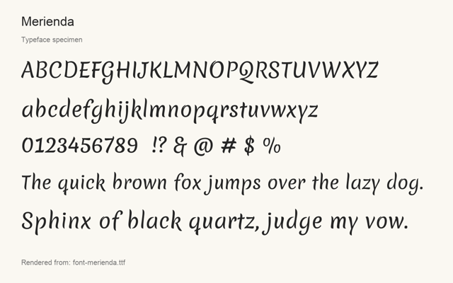 Typeface specimen rendered from the distributed font