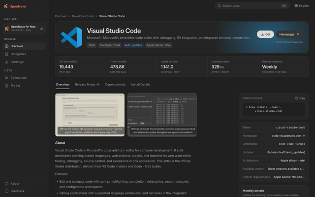Official repository screenshot: app details