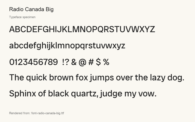 Typeface specimen rendered from the distributed font