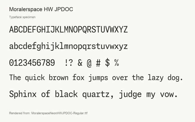 Typeface specimen rendered from the distributed font