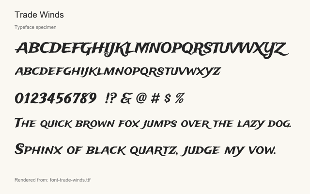 Typeface specimen rendered from the distributed font