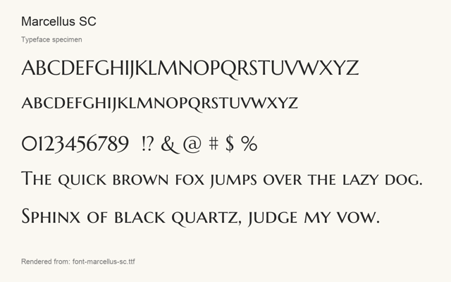 Typeface specimen rendered from the distributed font