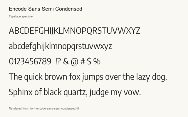Typeface specimen rendered from the distributed font