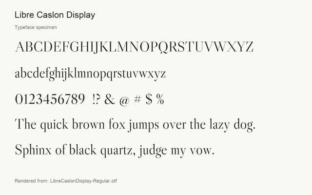 Typeface specimen rendered from the distributed font