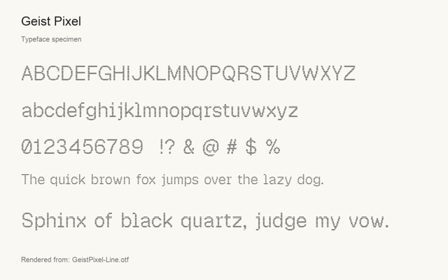 Typeface specimen rendered from the distributed font
