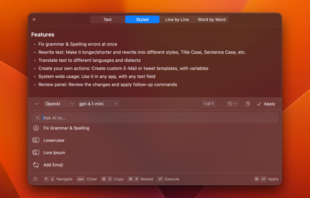 Official application interface