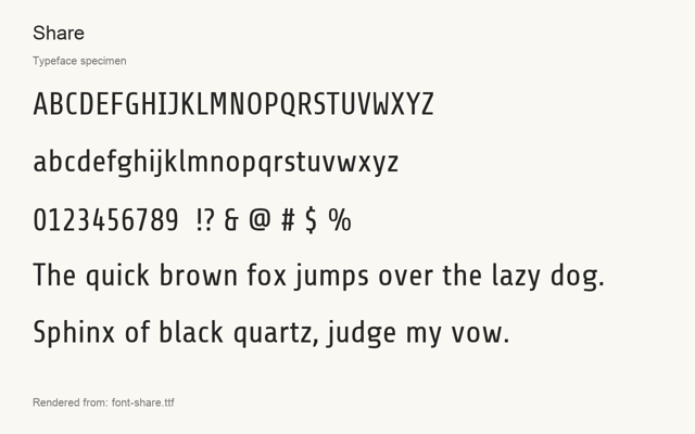 Typeface specimen rendered from the distributed font