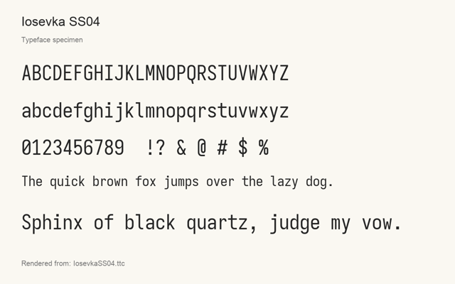 Typeface specimen rendered from the distributed font