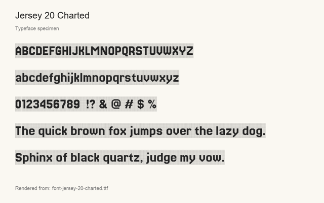 Typeface specimen rendered from the distributed font