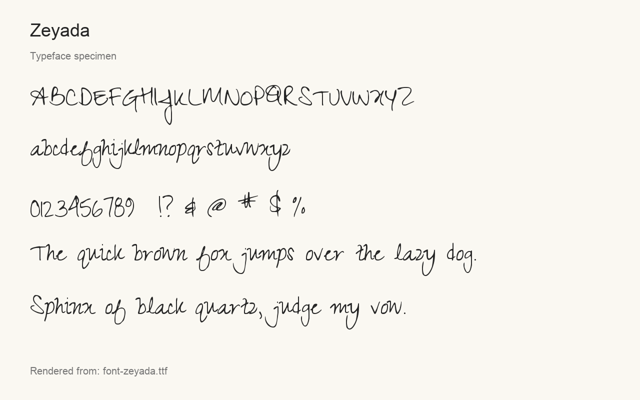 Typeface specimen rendered from the distributed font