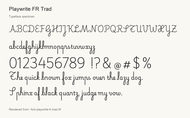 Typeface specimen rendered from the distributed font