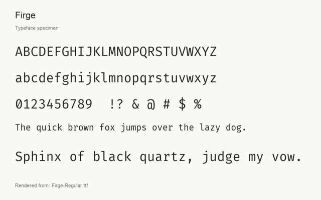 Typeface specimen rendered from the distributed font